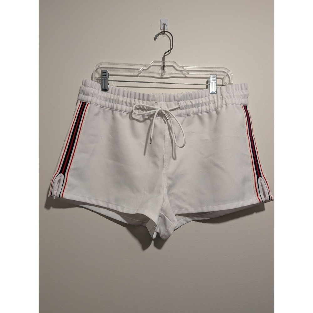 Aritzia TNA Trope Athletic Running Shorts Blue Red Side Stripe White Size Large